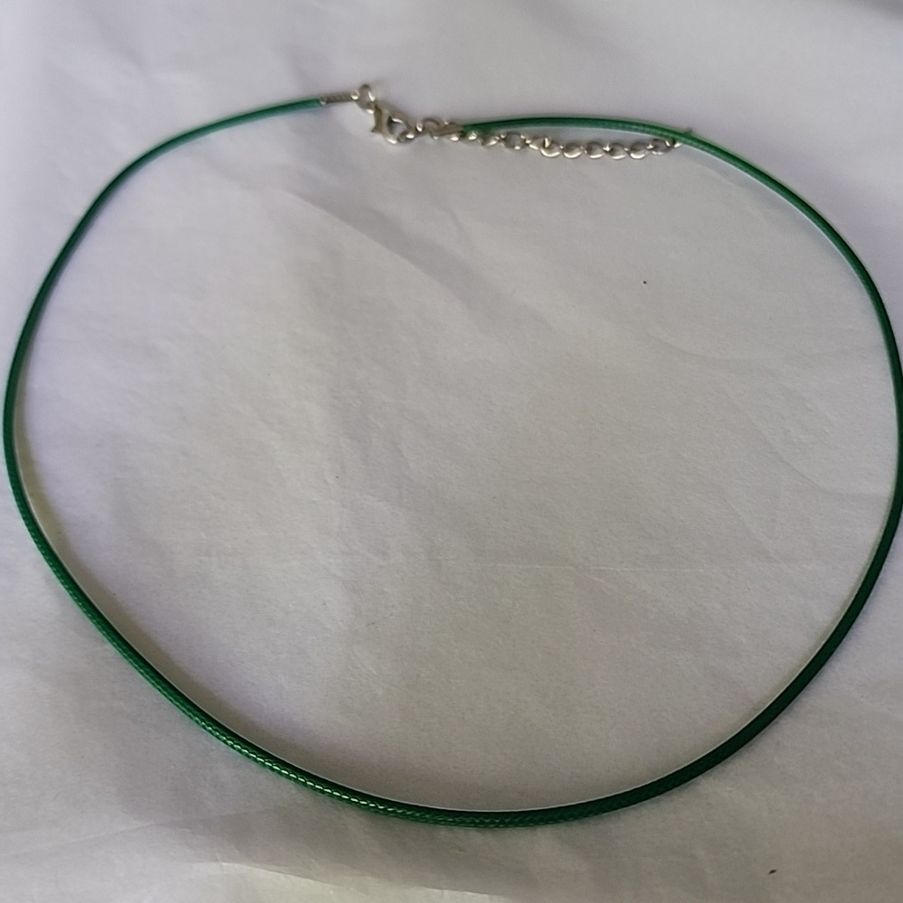 18 Inch Waxed LEATHER Lobster Close Rope Chain only  FOREST GREEN
